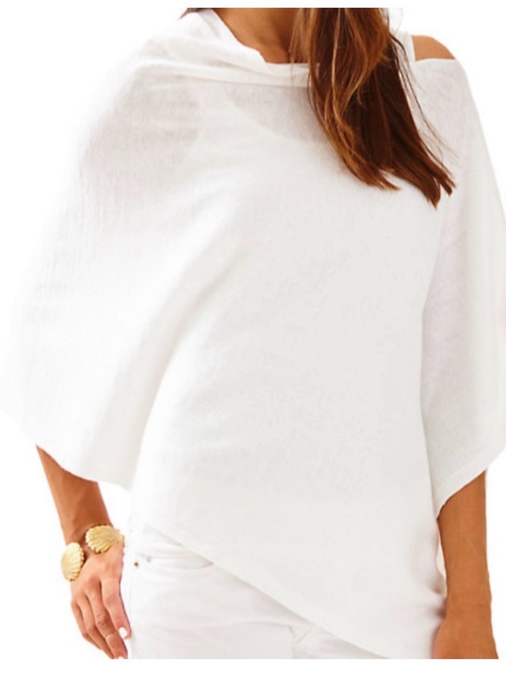 Lilly Pulitzer Bayshore Sweater Wrap Linen Blend Iridescent White Accessory